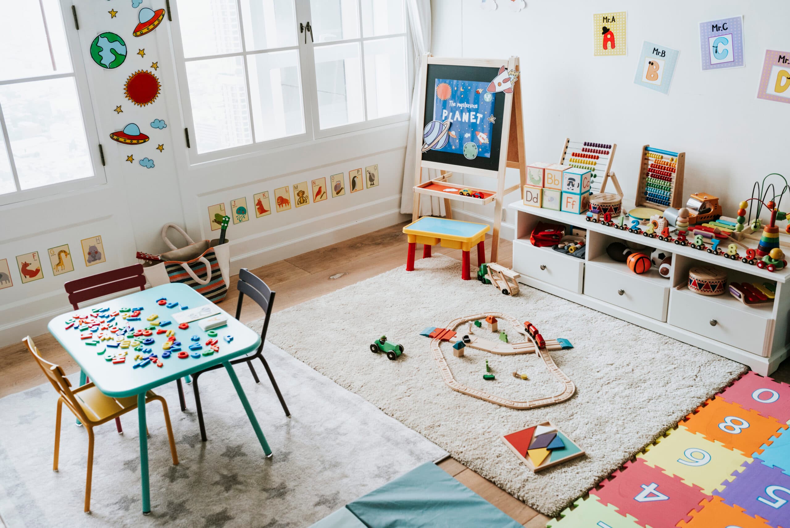 Interior design of a kindergarten classroom